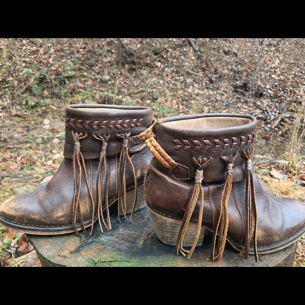 Fringe leather booties